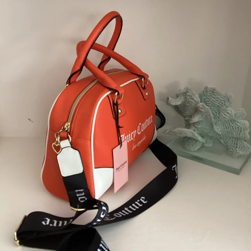 REDUCED Juicy Couture Fashionista Sports Bowler Satchel Crossbody Orange & White